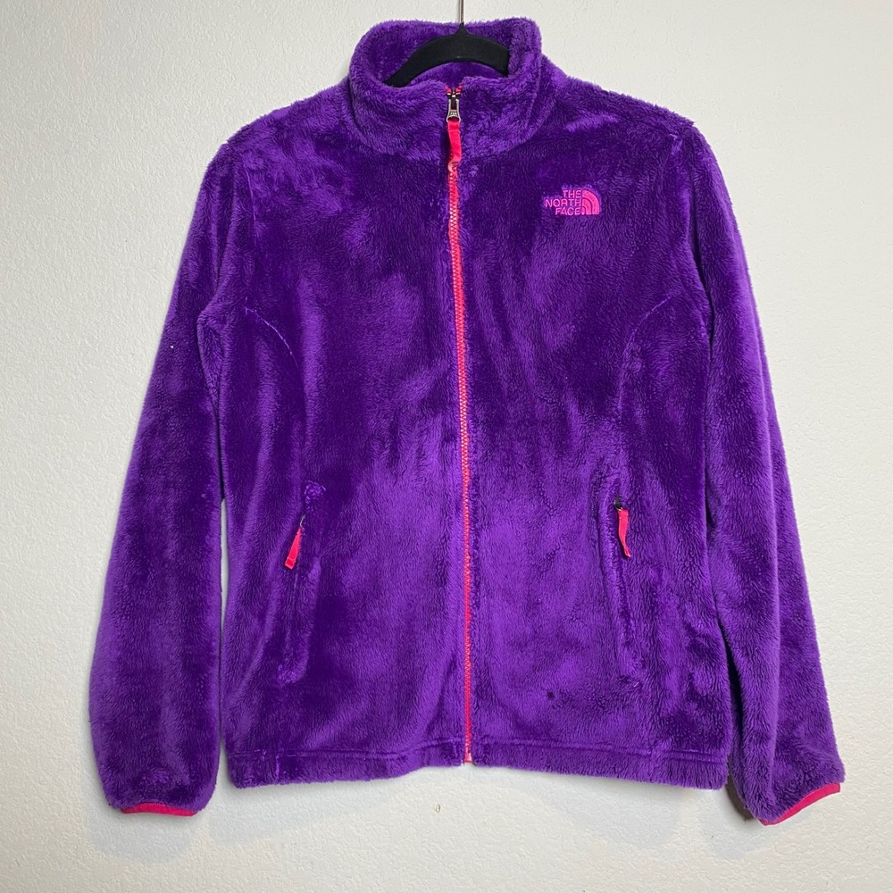 The North‎ Face Girl's XL (18) Purple Fuzzy Fleece Full Zip Jacket Cozy Cute